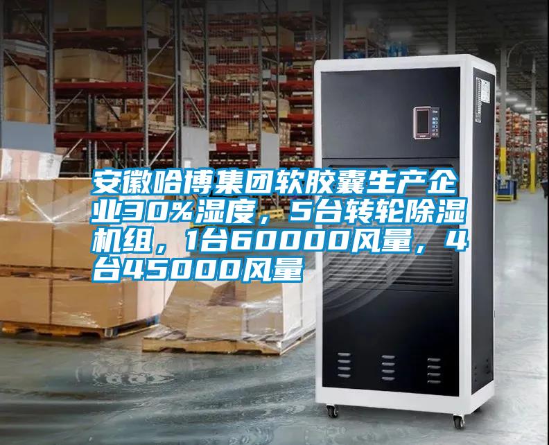 安徽哈博集團軟膠囊生產企業30%濕度，5臺轉輪除濕機組，1臺60000風量，4臺45000風量